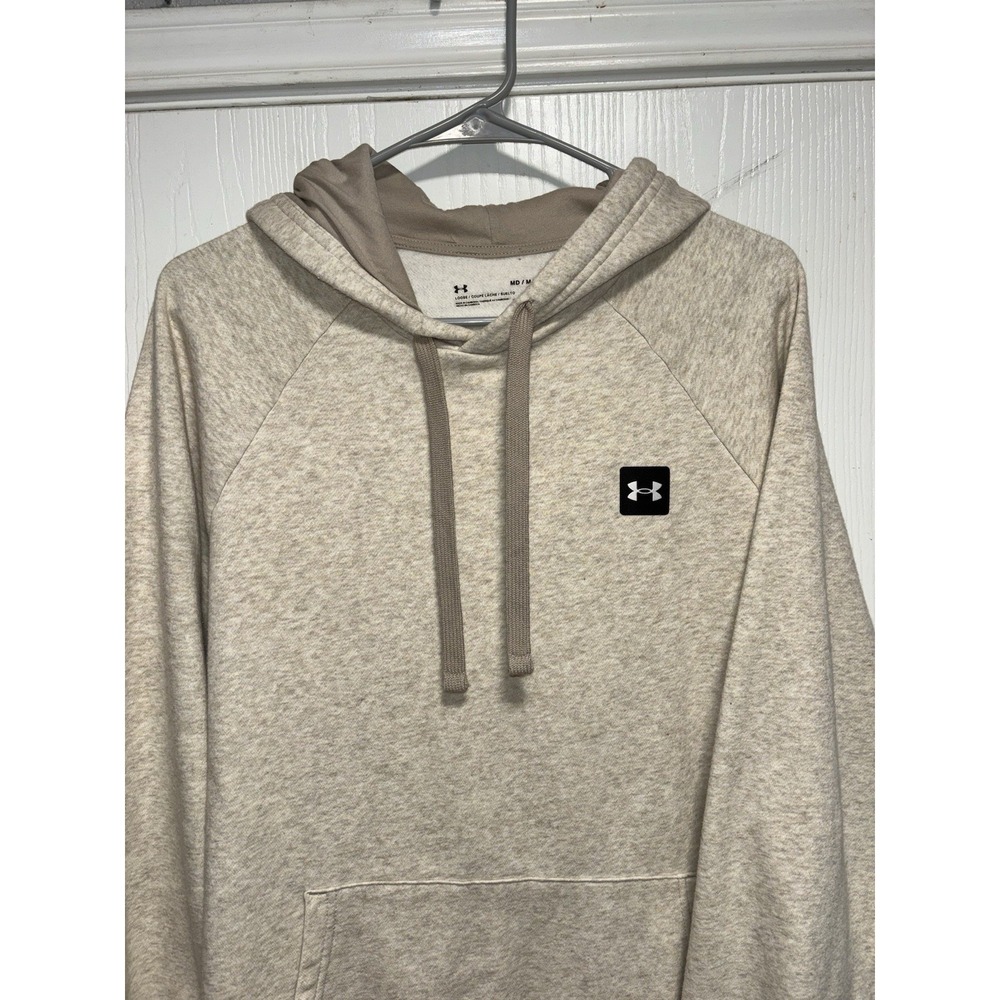 Under Armour Hoodie Beige Athletic ColdGear Loose Fleece Mens Sz Medium